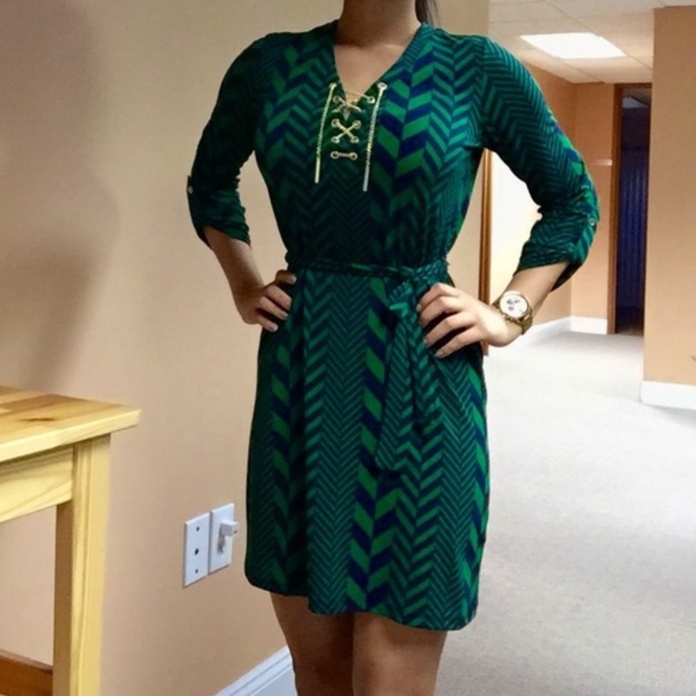 Michael Kors Navy and Kelly Dress